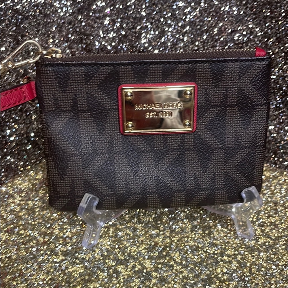 Michael Kors Brown and Red Wristlet